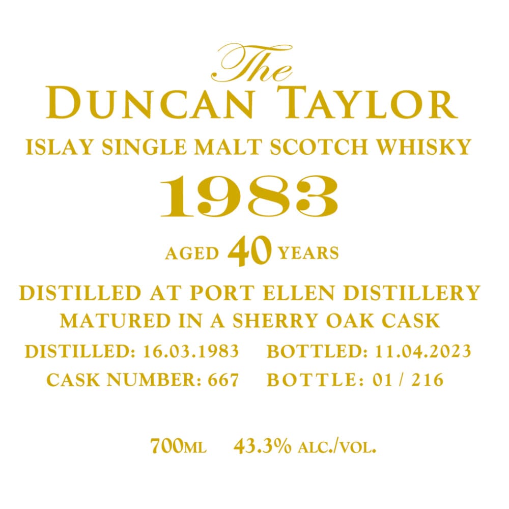 Duncan Taylor 1983 Port Ellen 40 Year Old Scotch Duncan Taylor 
