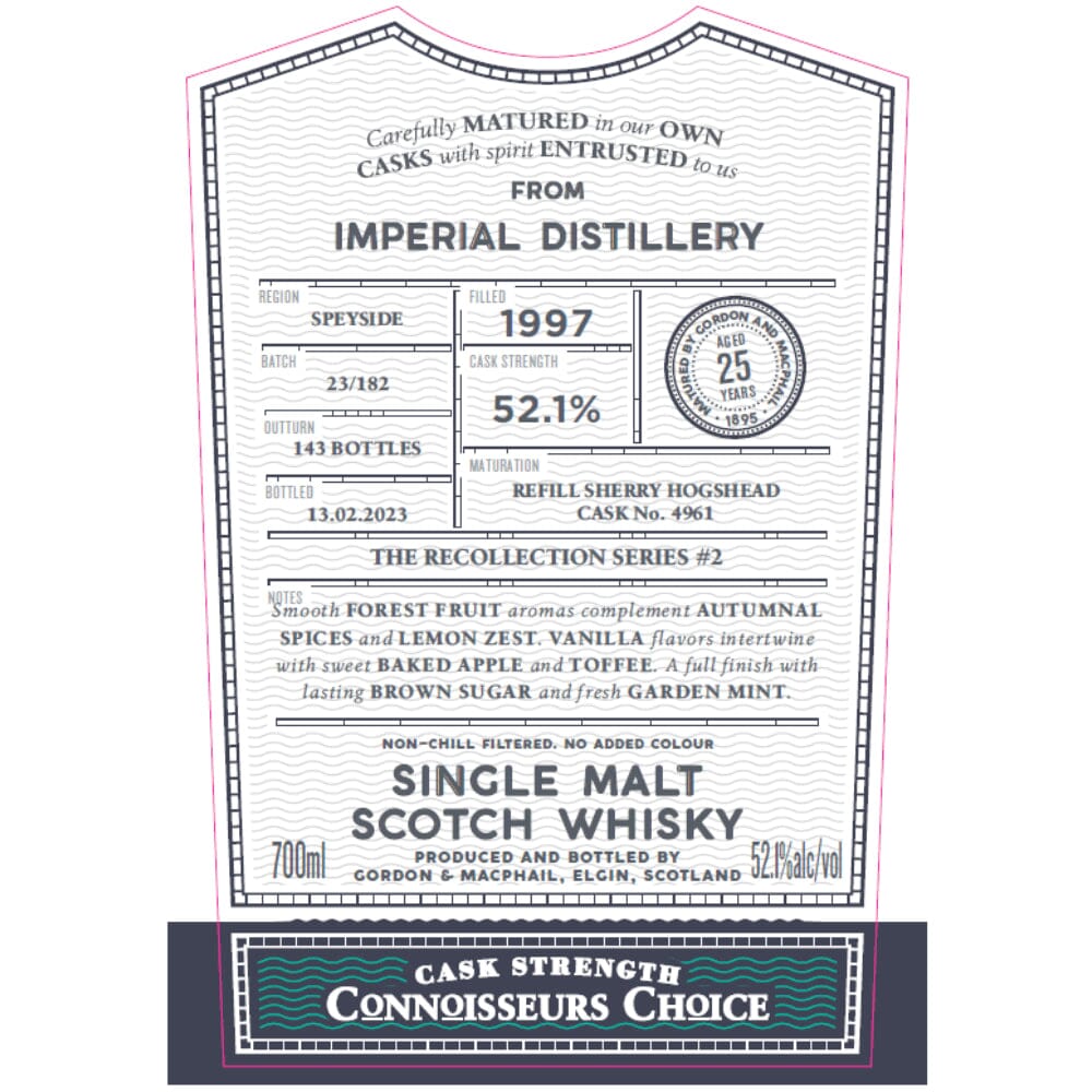 Gordon & Macphail The Recollection Series #2 25 Year Imperial Distillery Scotch Gordon & Macphail 