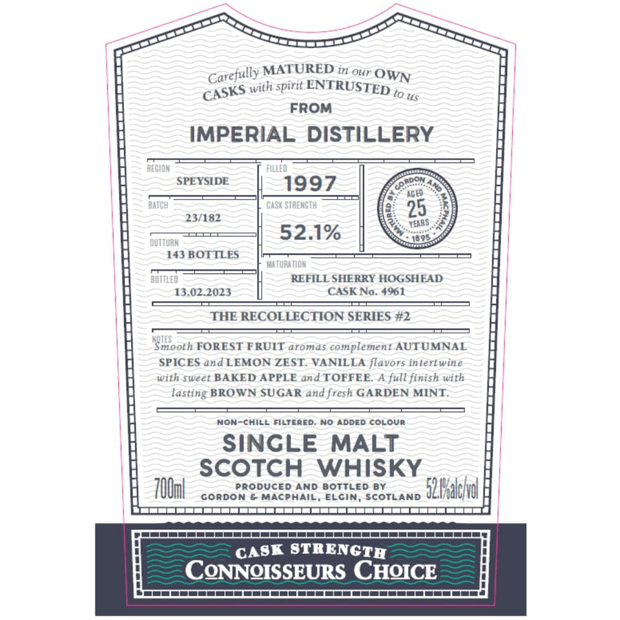 Gordon & Macphail The Recollection Series #2 25 Year Imperial Distillery Scotch Gordon & Macphail 