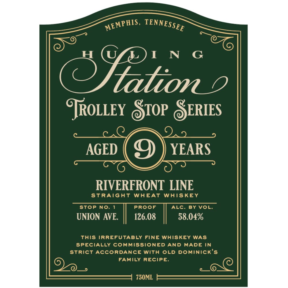 Huling Station Trolley Stop Series 9 Year Old Riverfront Line Straight Wheat Whiskey Wheat Whiskey Huling Station 