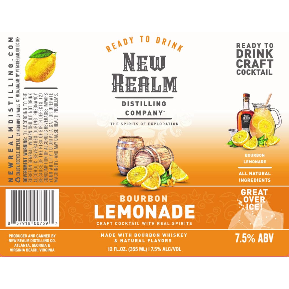 New Realm Bourbon Lemonade Craft Cocktail Ready-To-Drink Cocktails New Realm Distilling 