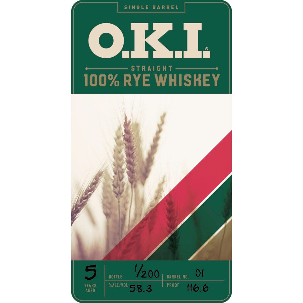 O.K.I. Single Barrel Straight 100% Rye Whiskey Rye Whiskey O.K.I. Bourbon 