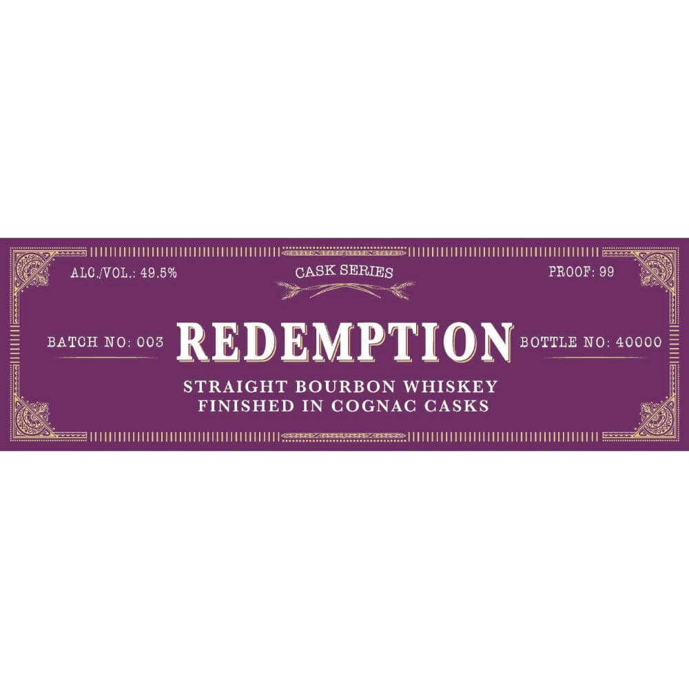 Redemption Cognac Cask Finish Batch 003 Bourbon Redemption 