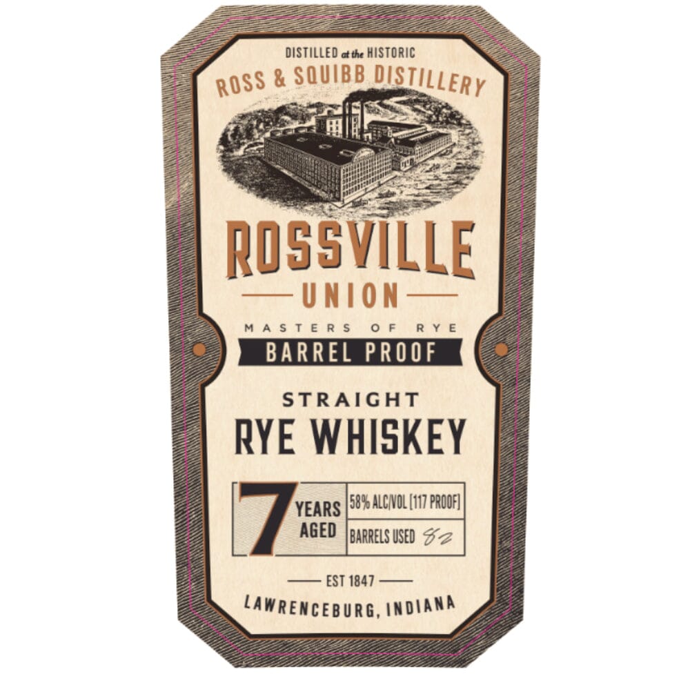 Rossville Union 7 Year Old Barrel Proof Straight Rye Rye Whiskey Rossville Union 