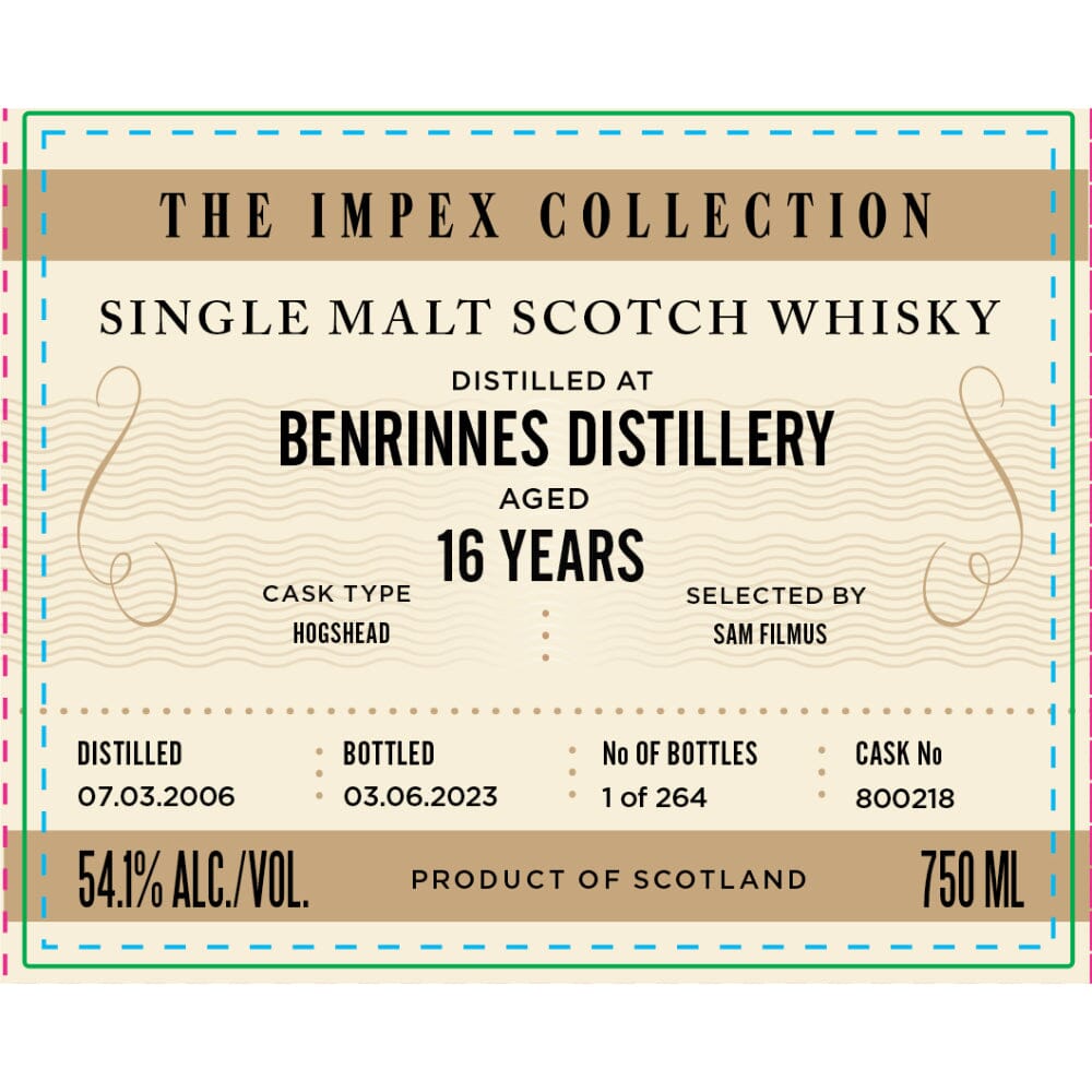 The ImpEx Collection Benrinnes Distillery 16 Year Old 2006 Scotch The ImpEx Collection 