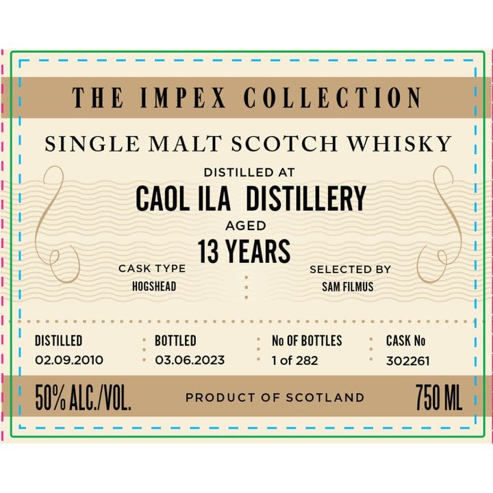 The ImpEx Collection Caol Ila Distillery 13 Year Old 2010 Scotch The ImpEx Collection 