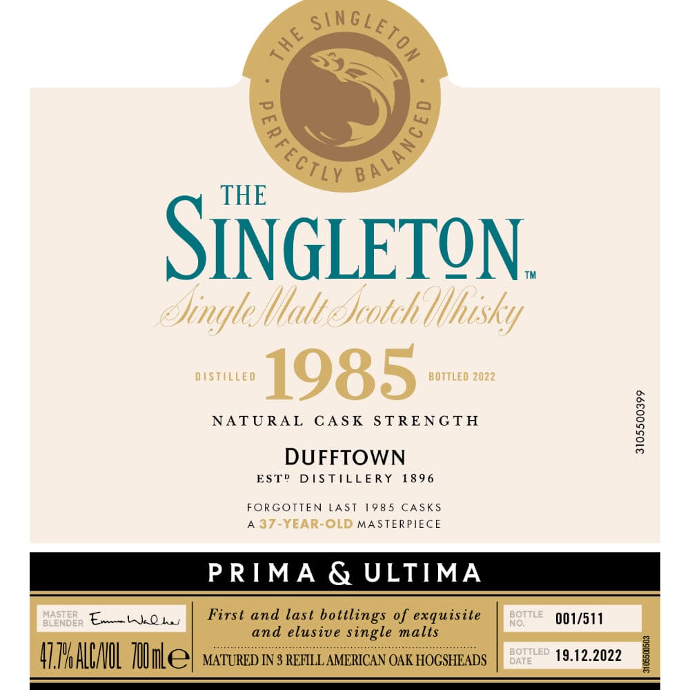 The Singleton 1985 Prima & Ultima Single Malt Scotch 37 Year Old Scotch Prima & Ultima Collection 