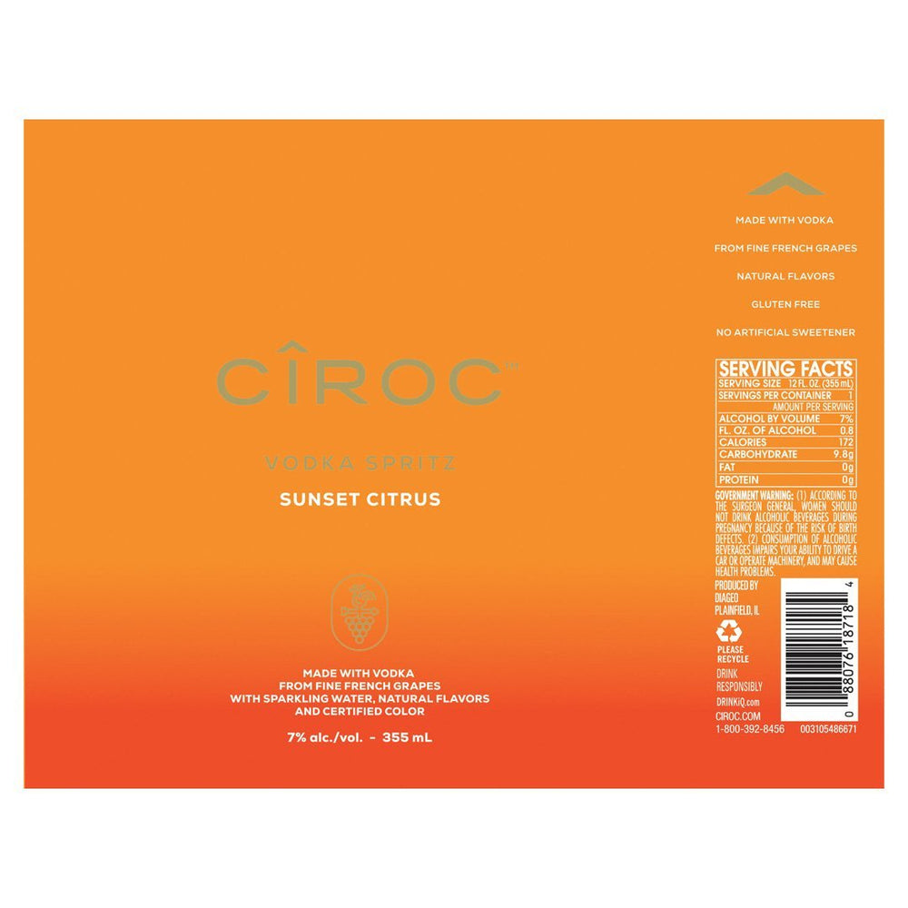 Ciroc Vodka Spritz Sunset Citrus 4PK Cans Cocktail CÎROC 