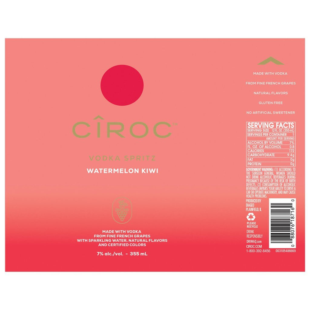 Ciroc Vodka Spritz Watermelon Kiwi 4PK Cans Cocktail Ciroc 