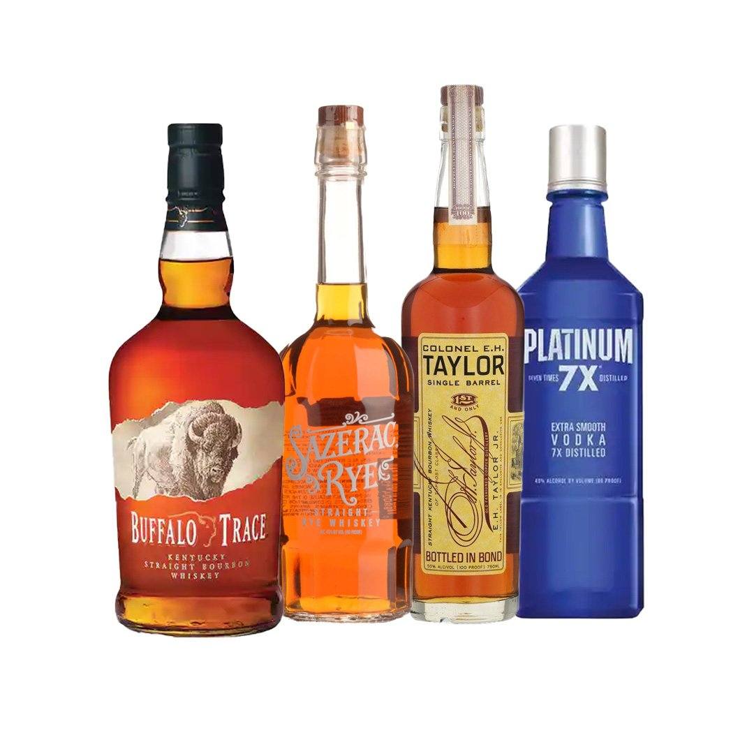 Colonel E.H Taylor Single Barrel, Sazerac Rye, Buffalo Trace Bourbon, Platinum 7X Vodka Special Colonel E.H Taylor Single Barrel, Sazerac Rye, Buffalo Trace Bourbon, Platinum 7X Vodka Special Sip Whiskey 