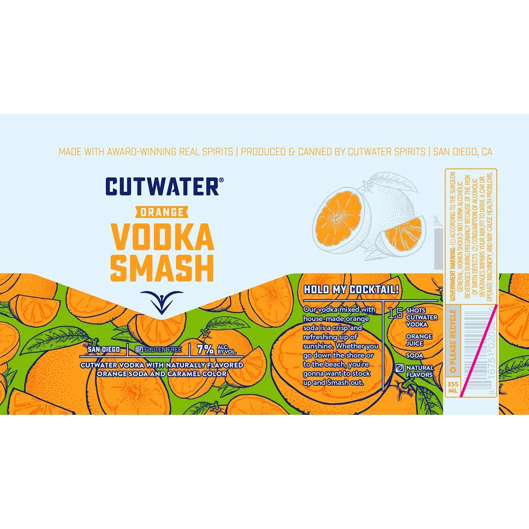 Cutwater Orange Vodka Smash Canned Cocktails Flavoured Vodka Cutwater Spirits 