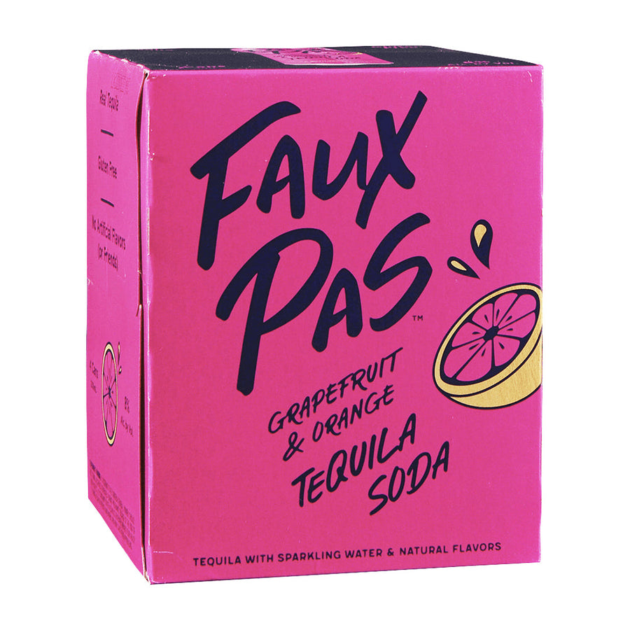 Faux Pas Grapefruit & Orange Tequila Soda 4PK Cocktail Faux Pas Cocktails 