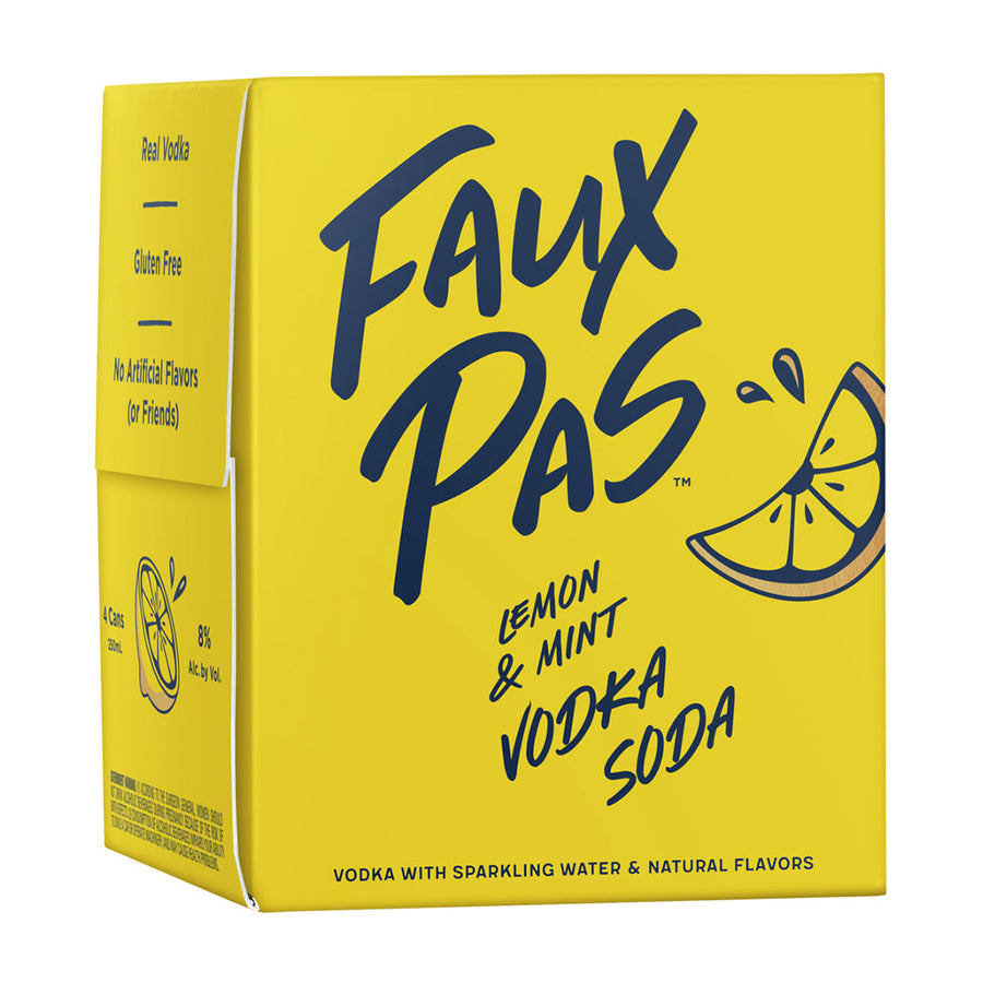 Faux Pas Lemon & Mint Vodka Soda 4PK Cocktail Faux Pas Cocktails 