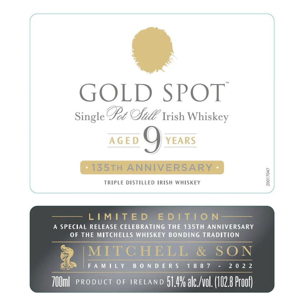 Gold Spot 9 Year Old 135th Anniversary Irish whiskey Gold Spot 