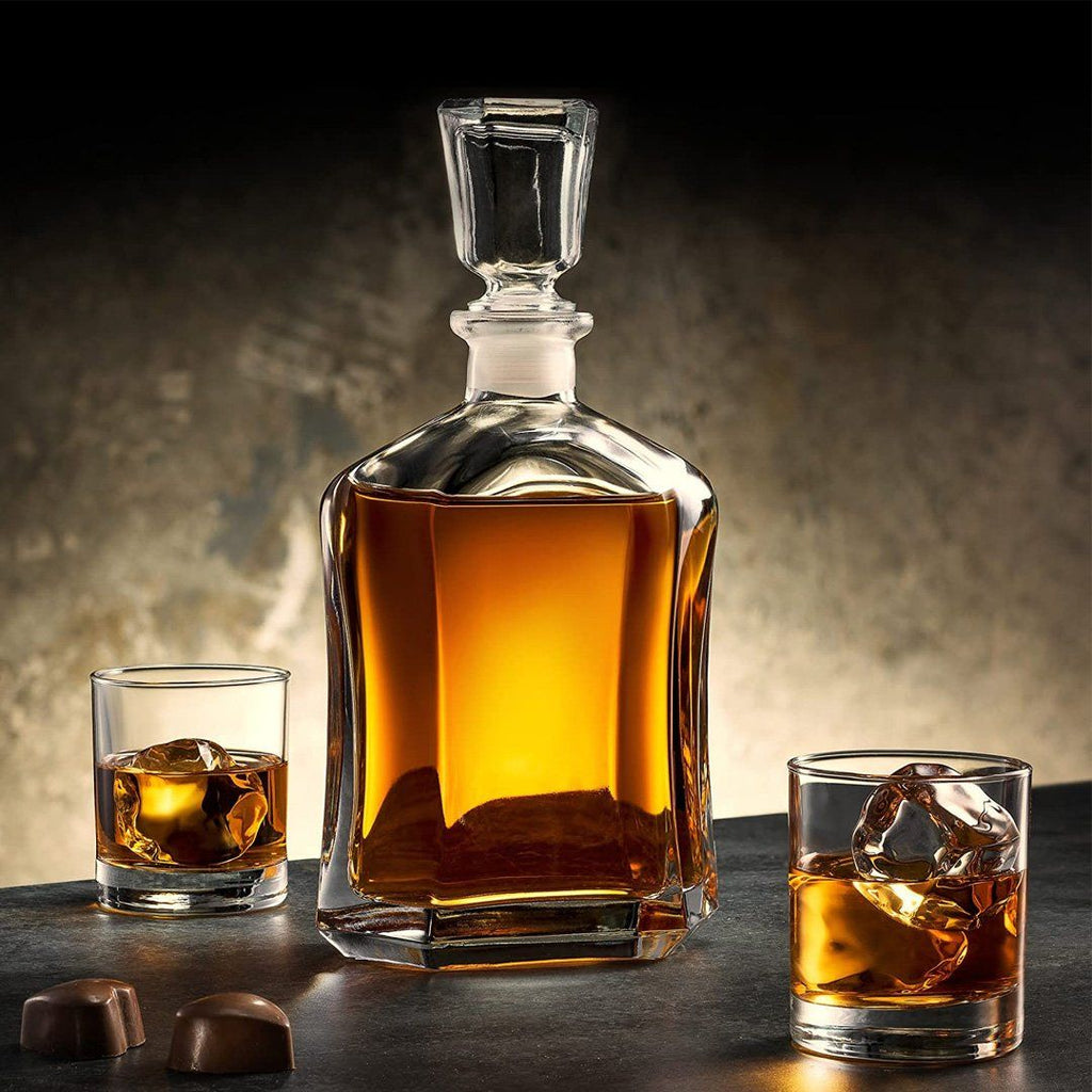 Paksh Capitol Glass Decanter with Airtight Geometric Stopper Whiskey Decanter 23.75 Oz Accessories Paksh Novelty 
