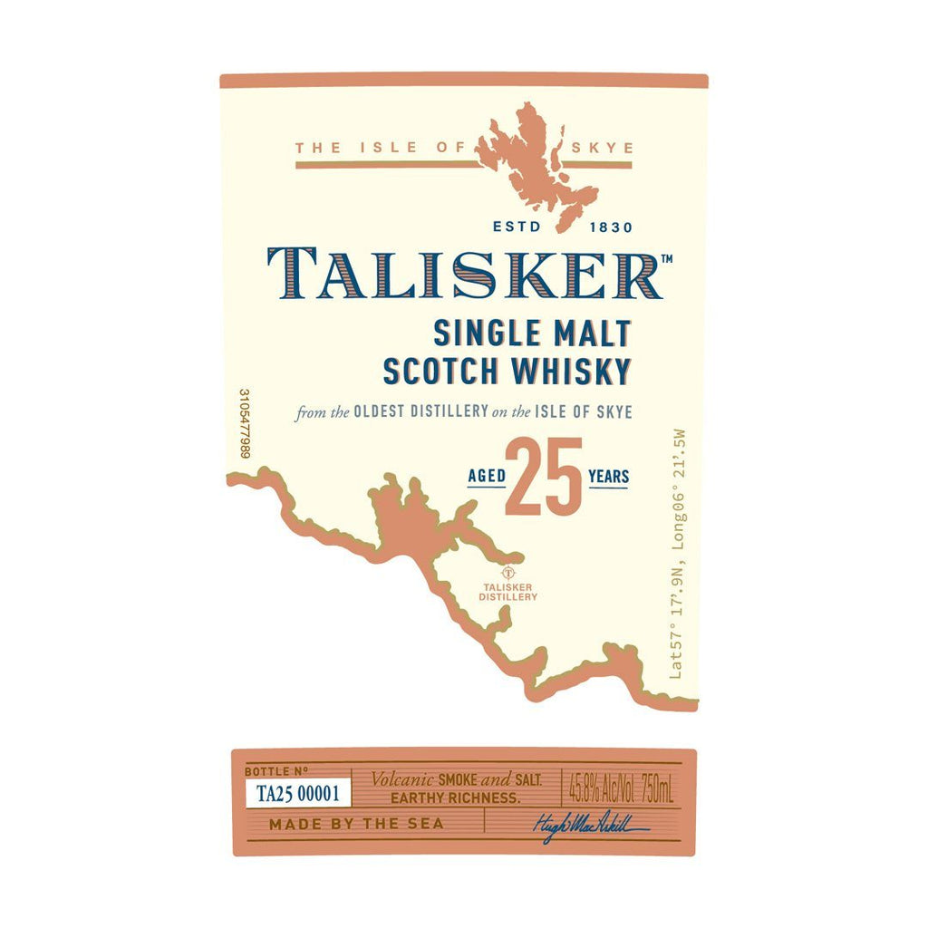 Talisker Single Malt Scotch Whisky 25 Year Single Malt Scotch Whisky Talisker 