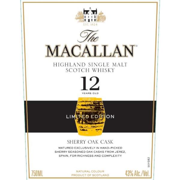 The Macallan 12 Year Old Sherry Oak Limited Edition Scotch The Macallan 