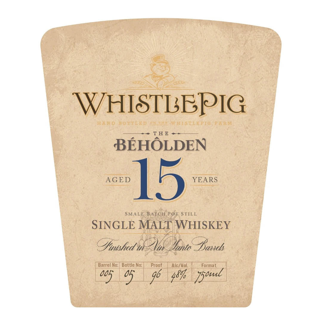 WhistlePig The Beholden 15 Year Old Finished In Vin Santo Barrels Whiskey WhistlePig 