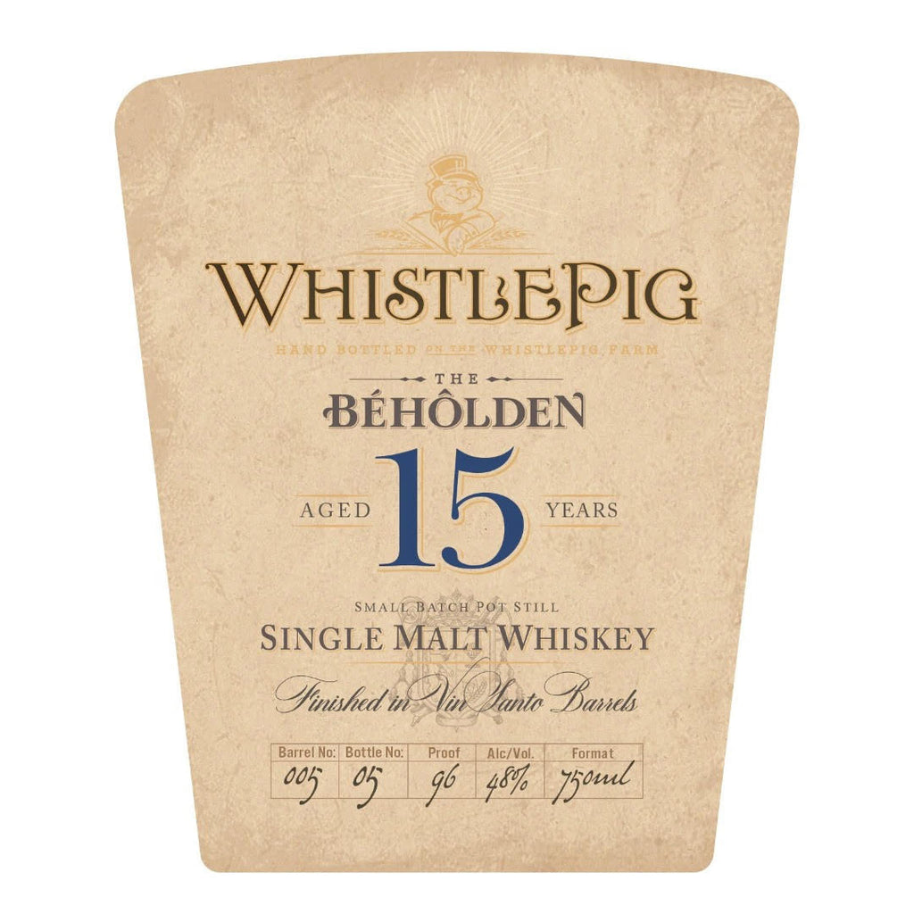 WhistlePig The Beholden 15 Year Old Finished In Vin Santo Barrels Whiskey WhistlePig 