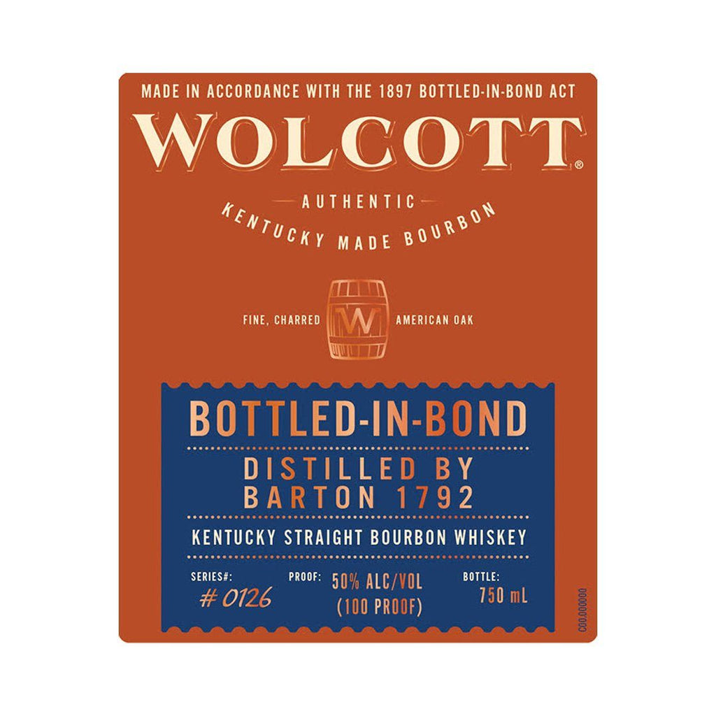 Wolcott Bourbon Bottled In Bond Kentucky Straight Bourbon Whiskey Wolcott Bourbon 