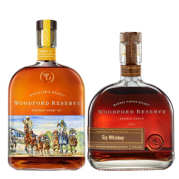 Woodford Reserve Double Oaked ‘Sip Whiskey’ Personal Selection + Woodford Reserve Kentucky Derby 2021 1 Liter bourbon whiskey Woodford Reserve 