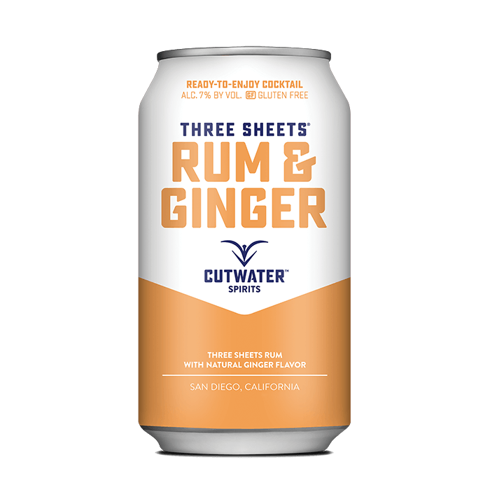 Three Sheets Rum & Ginger (4 Pack - 12 Ounce Cans) Canned Cocktails Cutwater Spirits 